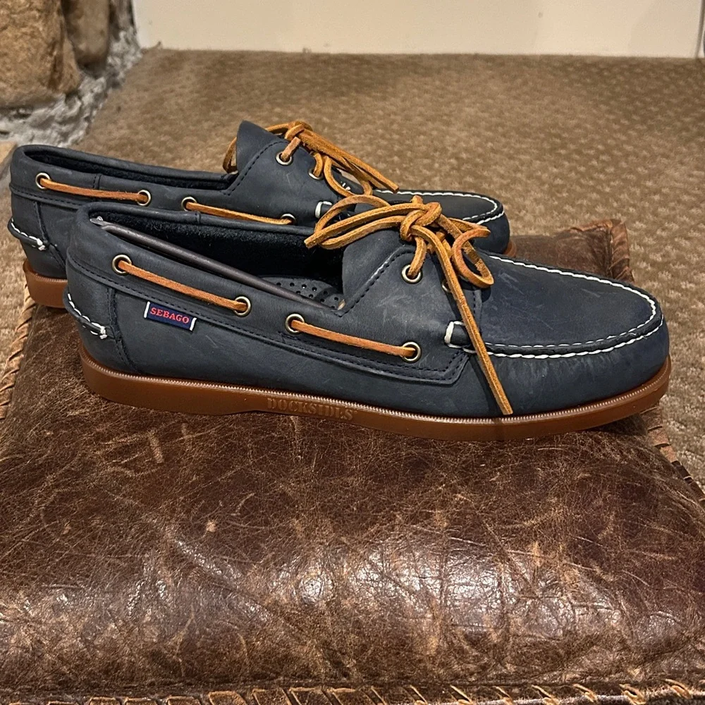 NWOT Sebago Men's “Portland” Blue Nubuck Leather Dockside’s Boat Shoes